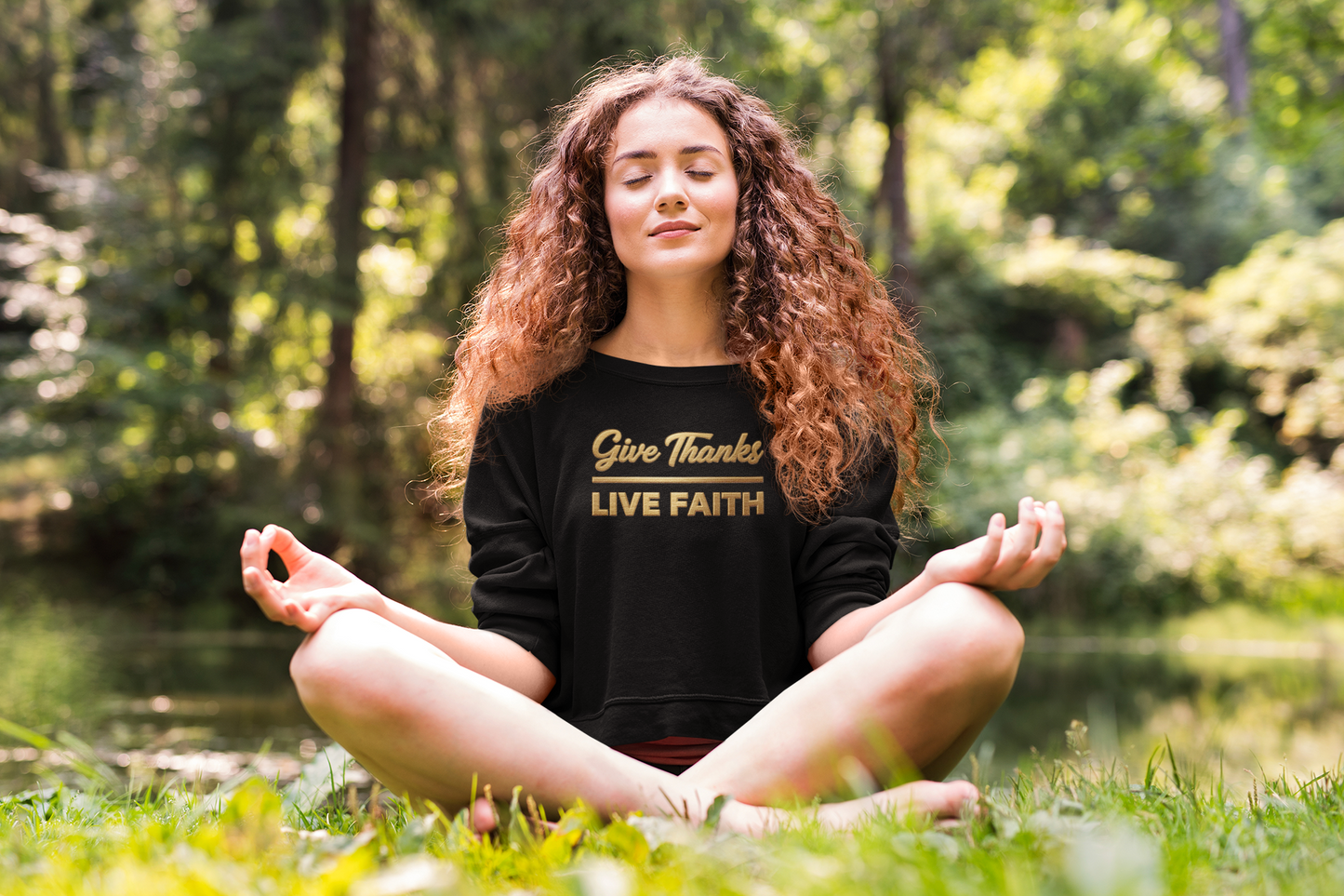 Give Thanks, Live Faith Unisex Heavy Blend™ Crewneck Sweatshirt