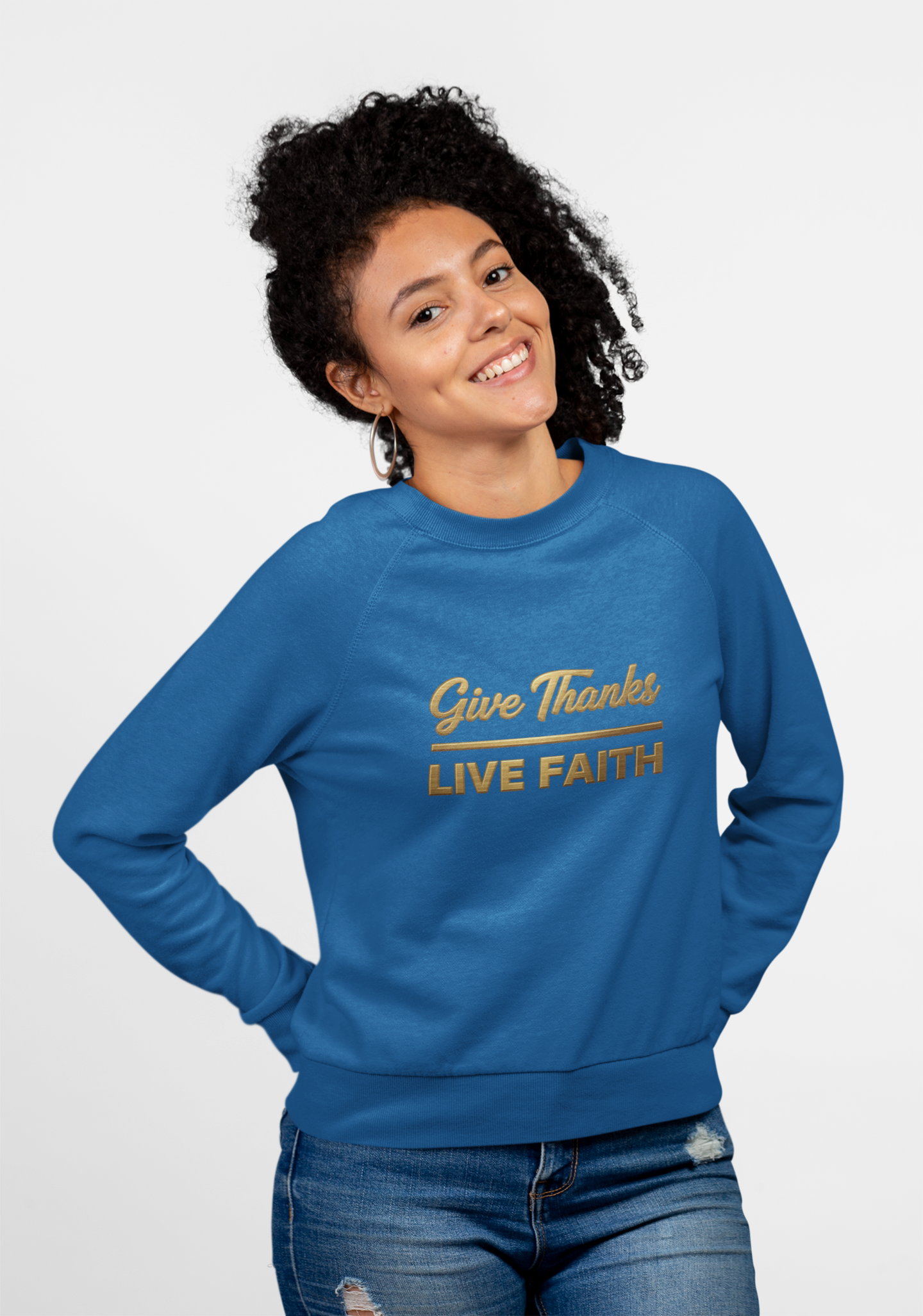 Give Thanks, Live Faith Unisex Heavy Blend™ Crewneck Sweatshirt