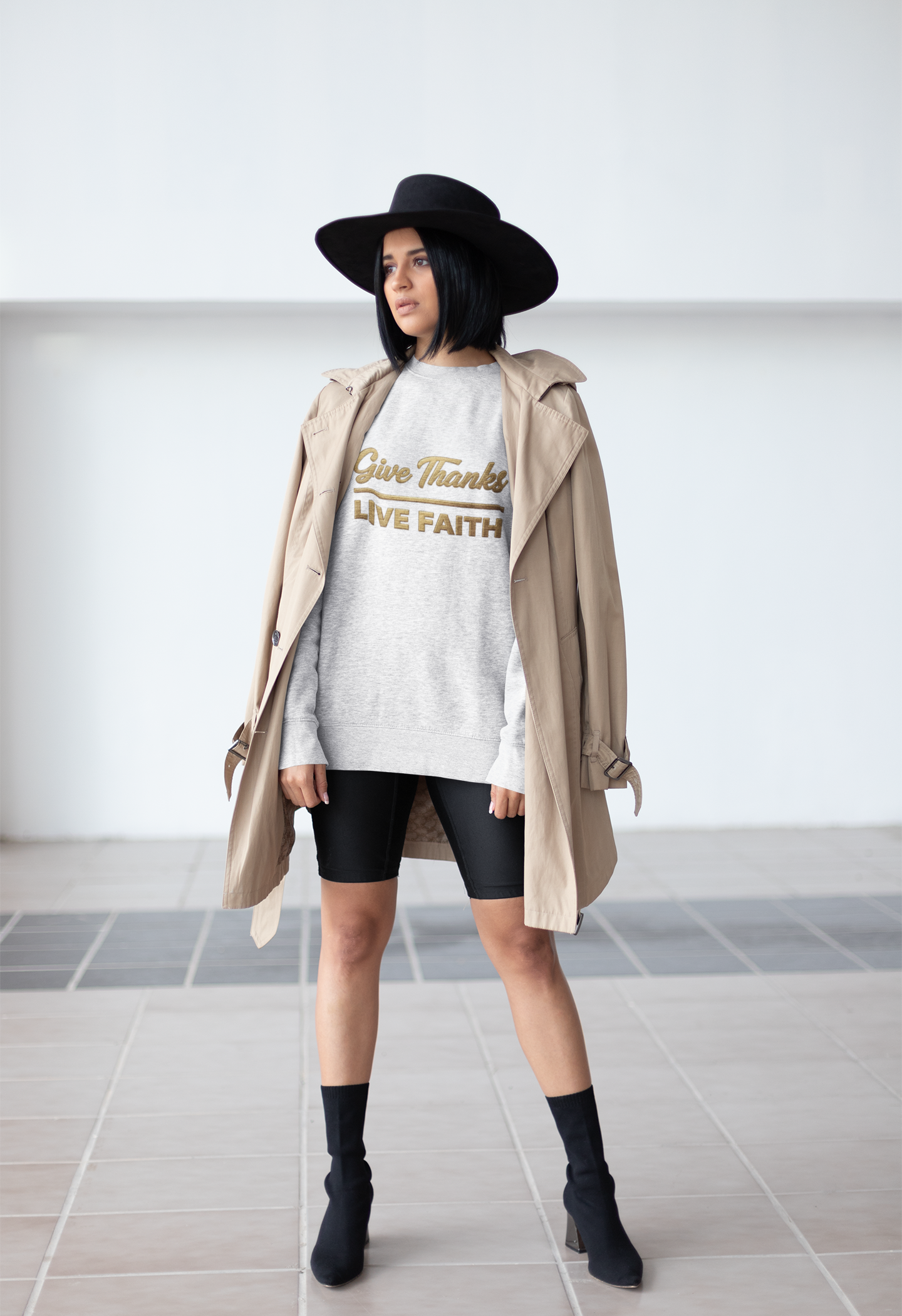 Give Thanks, Live Faith Unisex Heavy Blend™ Crewneck Sweatshirt