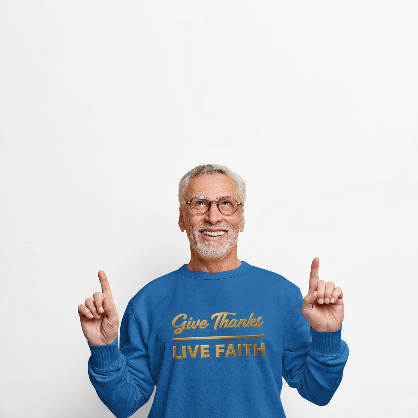 Give Thanks, Live Faith Unisex Heavy Blend™ Crewneck Sweatshirt