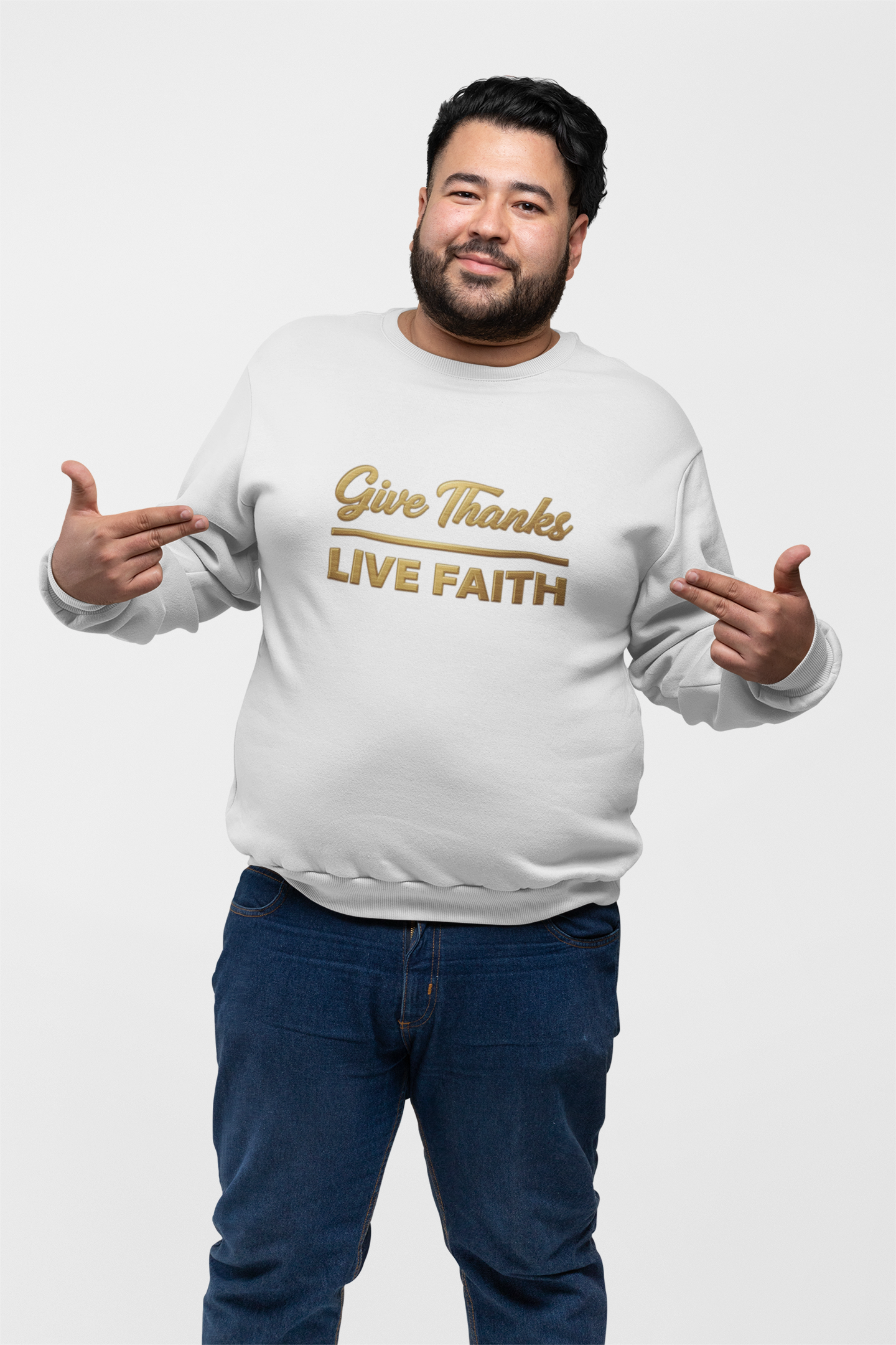Give Thanks, Live Faith Unisex Heavy Blend™ Crewneck Sweatshirt