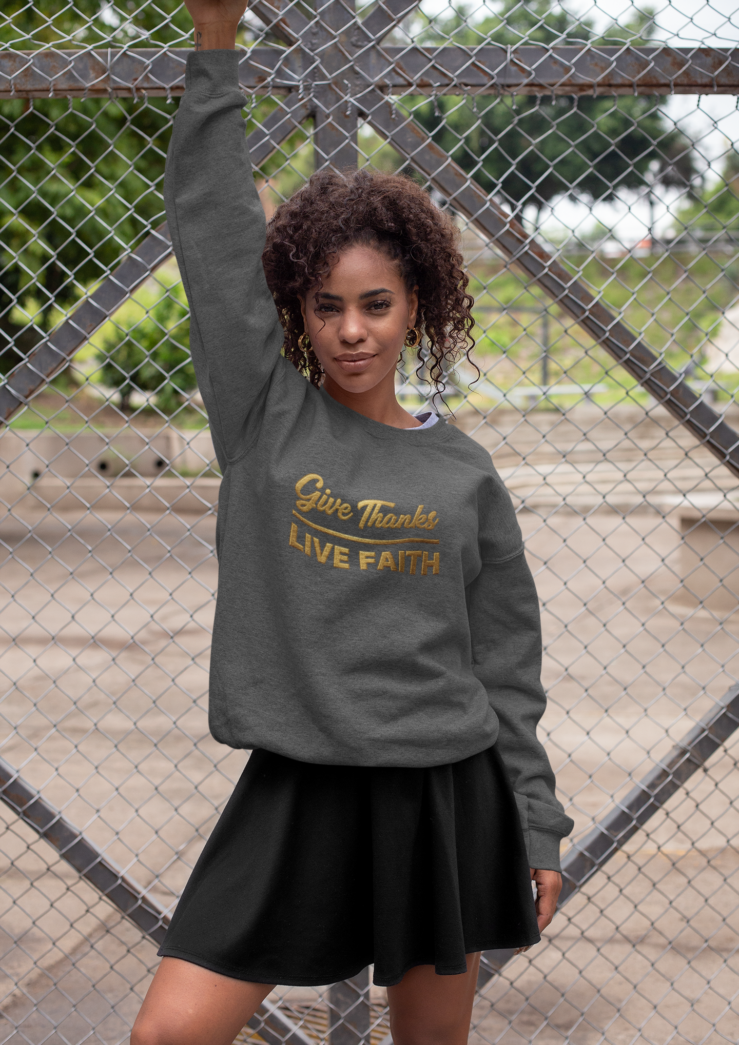 Give Thanks, Live Faith Unisex Heavy Blend™ Crewneck Sweatshirt