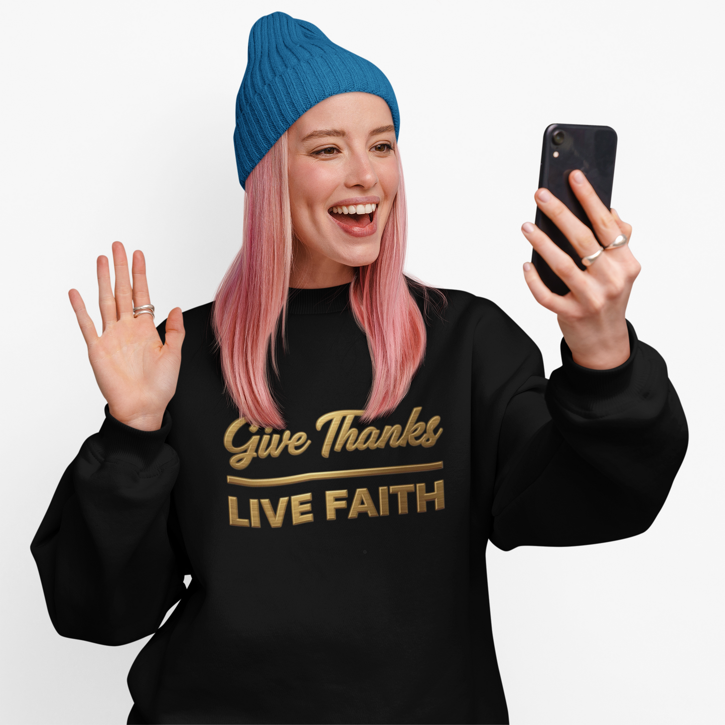 Give Thanks, Live Faith Unisex Heavy Blend™ Crewneck Sweatshirt