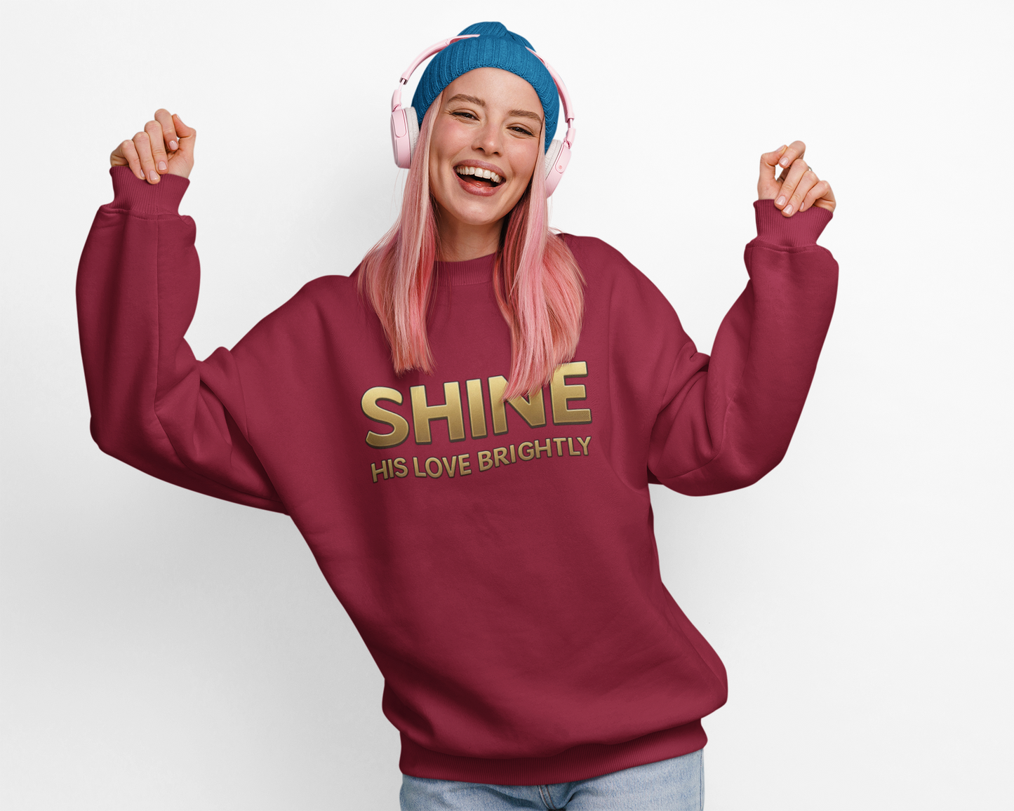 Inspirational Crewneck Sweatshirt - "Shine His Love Brightly” Edition