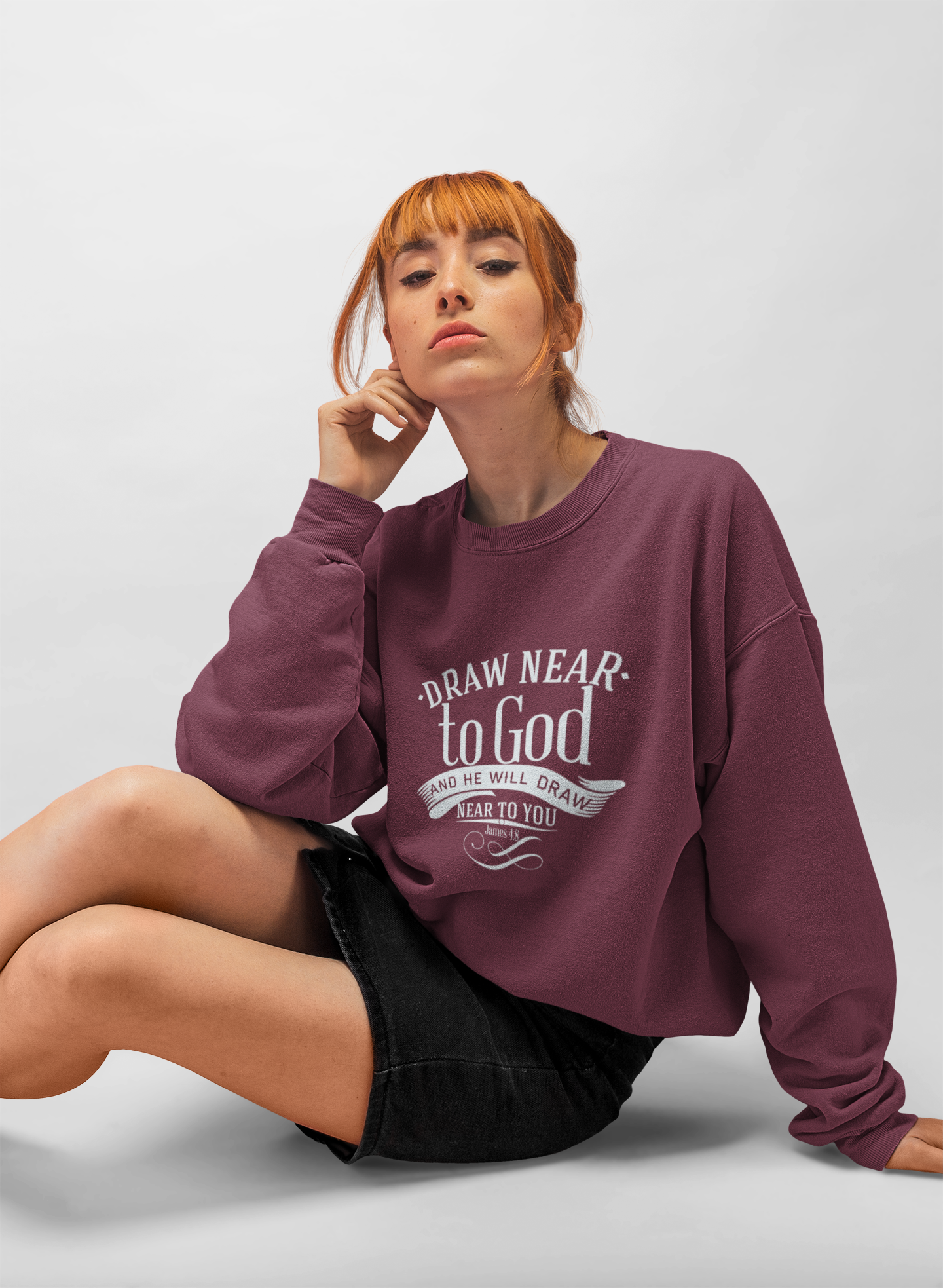 Inspirational Crewneck Sweatshirt - "Draw Near to God" Design