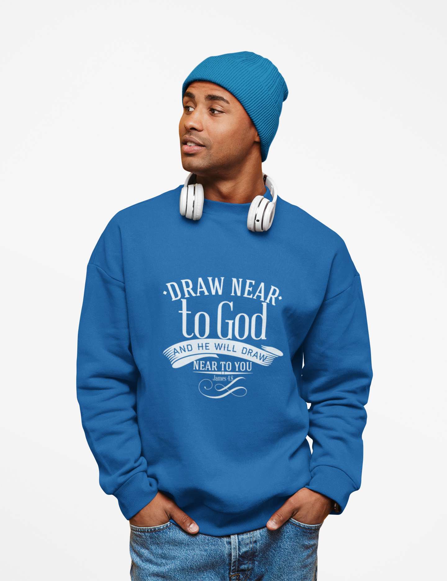 Inspirational Crewneck Sweatshirt - "Draw Near to God" Design