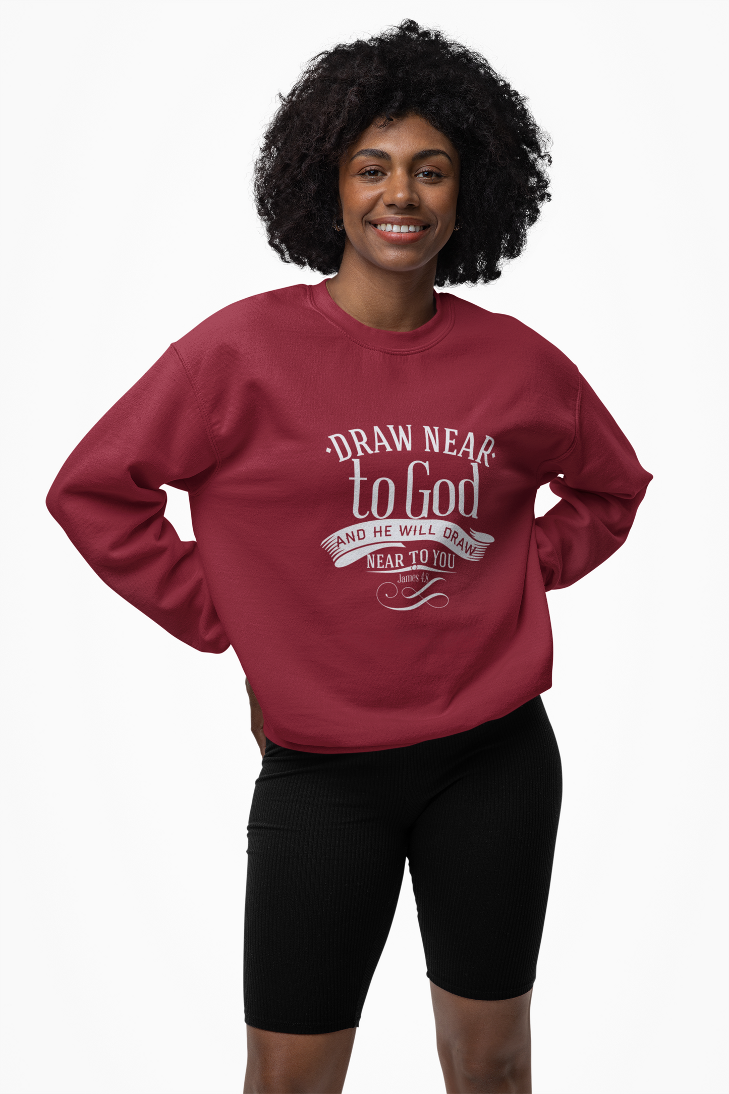 Inspirational Crewneck Sweatshirt - "Draw Near to God" Design