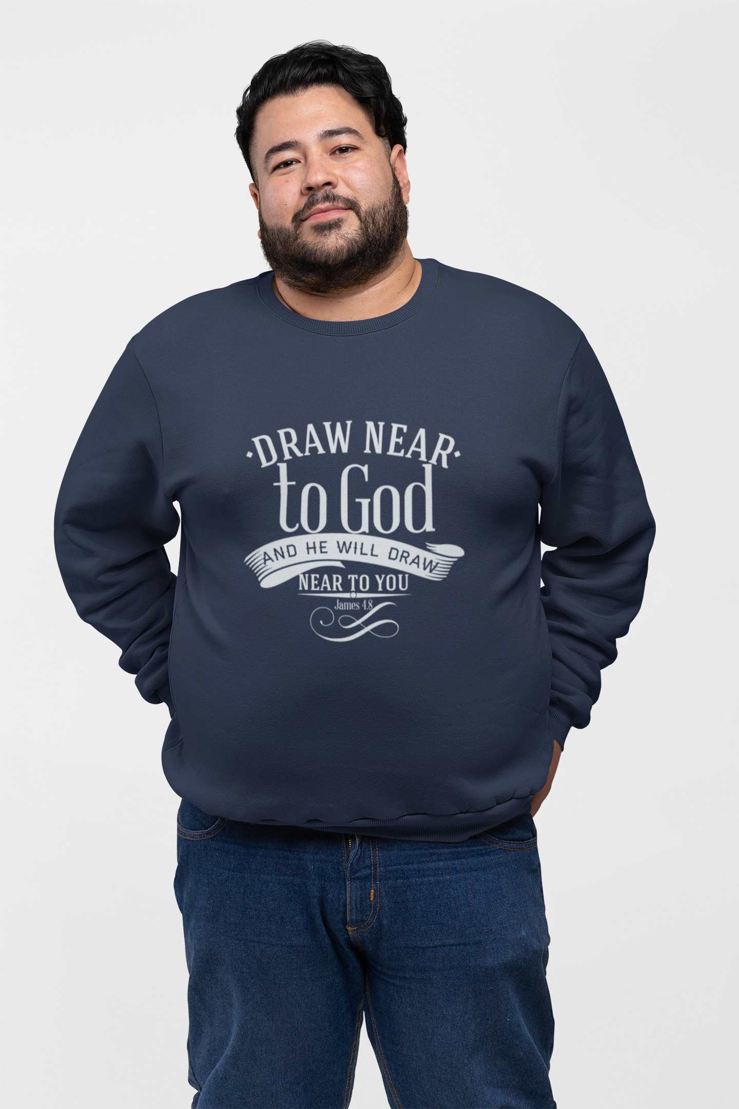 Inspirational Crewneck Sweatshirt - "Draw Near to God" Design