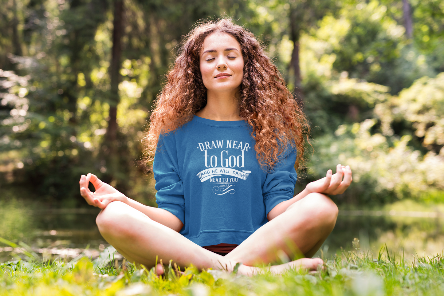 Inspirational Crewneck Sweatshirt - "Draw Near to God" Design