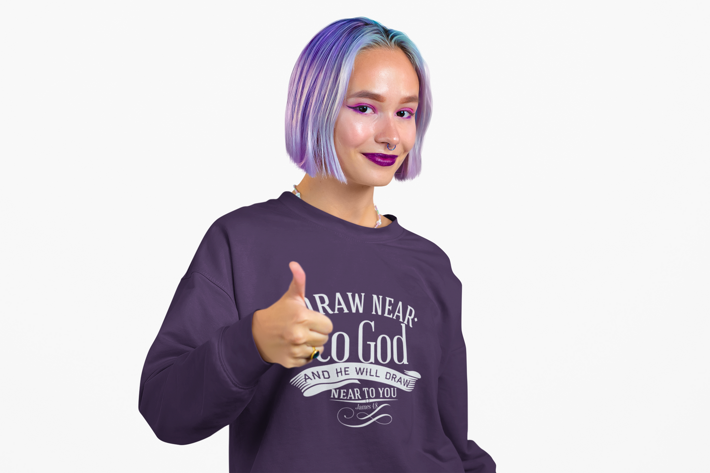 Inspirational Crewneck Sweatshirt - "Draw Near to God" Design
